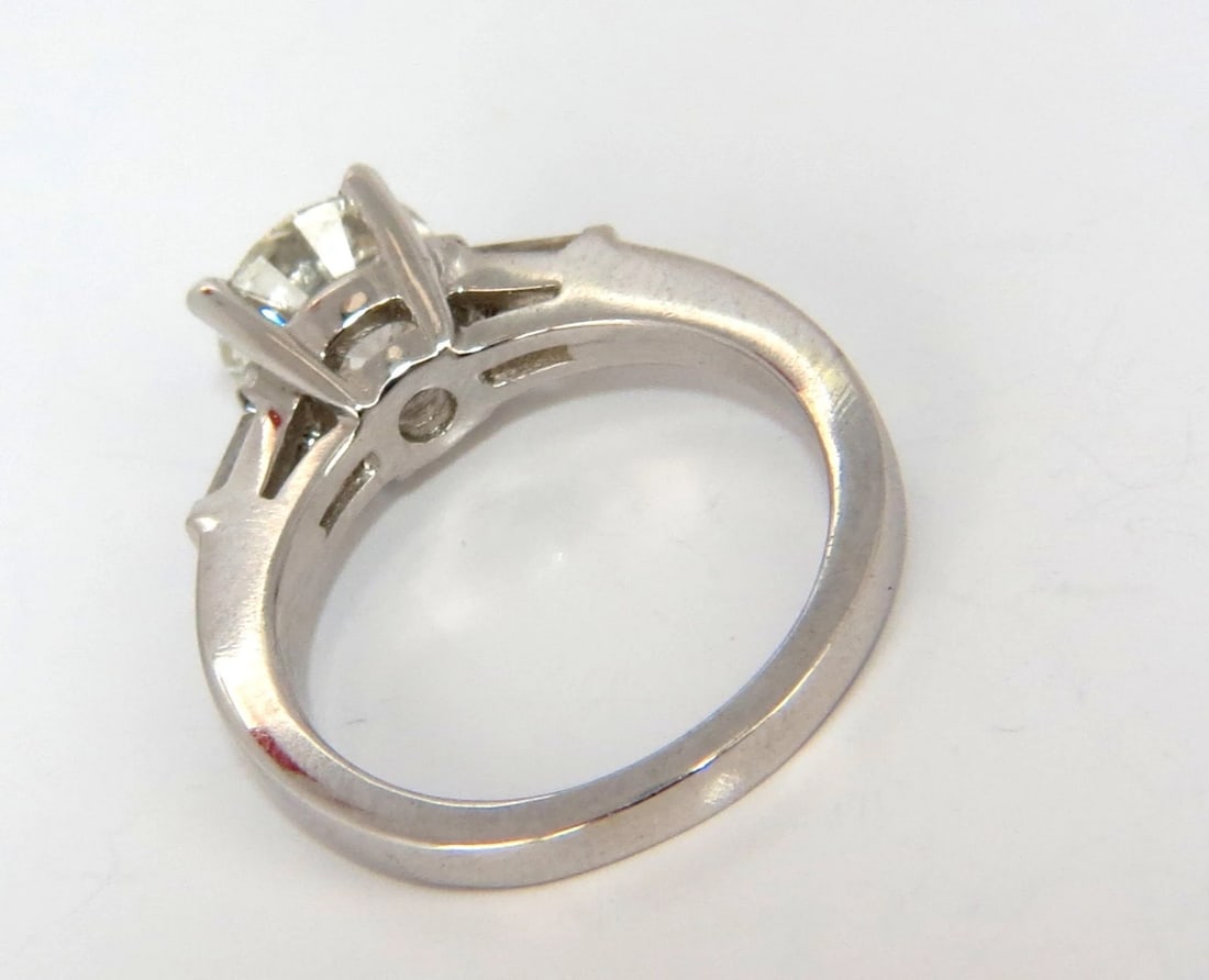 GIA 1.51ct. Round Brilliant Excellent cut diamond .30ct baguette ring Platinum*v - 5