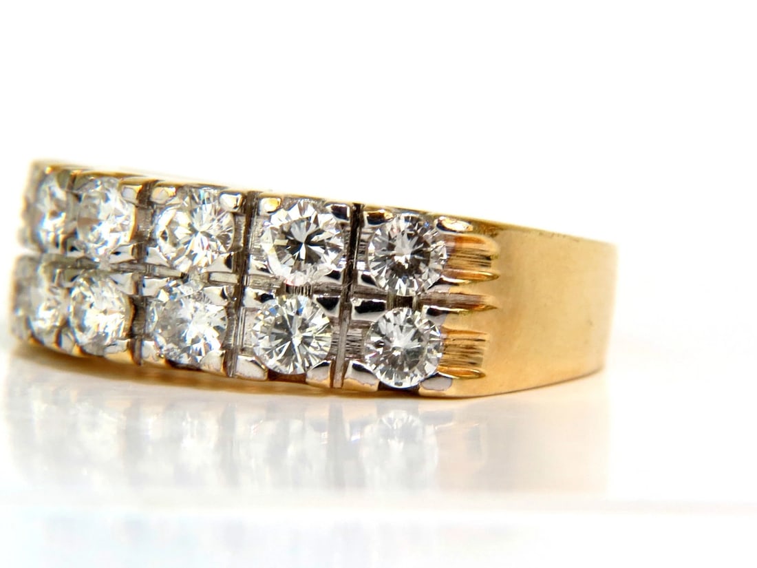 2.00CT TWO ROW ROUND NATURAL DIAMOND BAND RING H/VS 14KT GOLD *v - 6