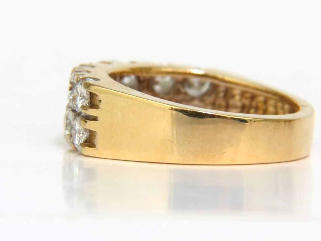 2.00CT TWO ROW ROUND NATURAL DIAMOND BAND RING H/VS 14KT GOLD *v - 7