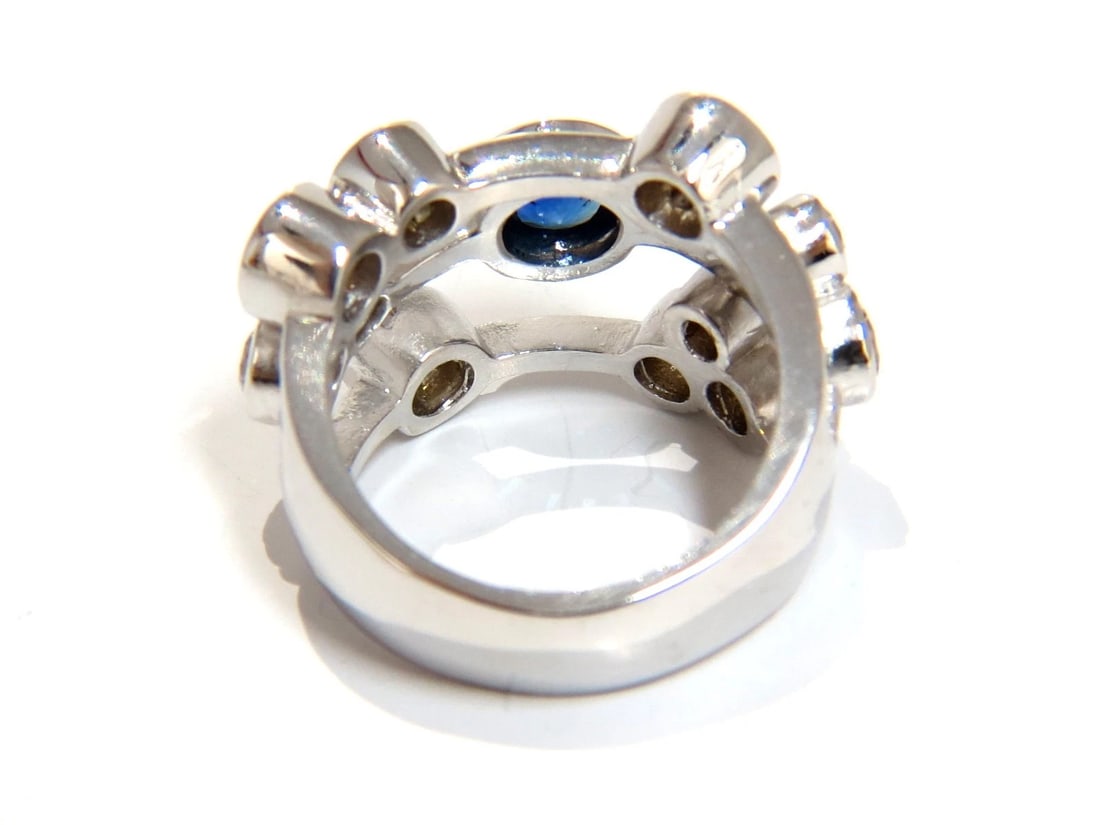 3.20ct NATURAL SAPPHIRE FANCY BROWN DIAMONDS RING 14KT STATION FLUSH DECO** - 4