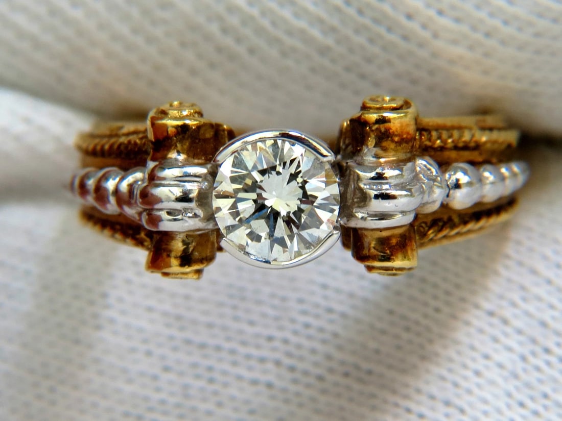18KT .73CT ROUND BRILLIANT NATURAL DIAMOND RING GILT DECO H/VS** - 2
