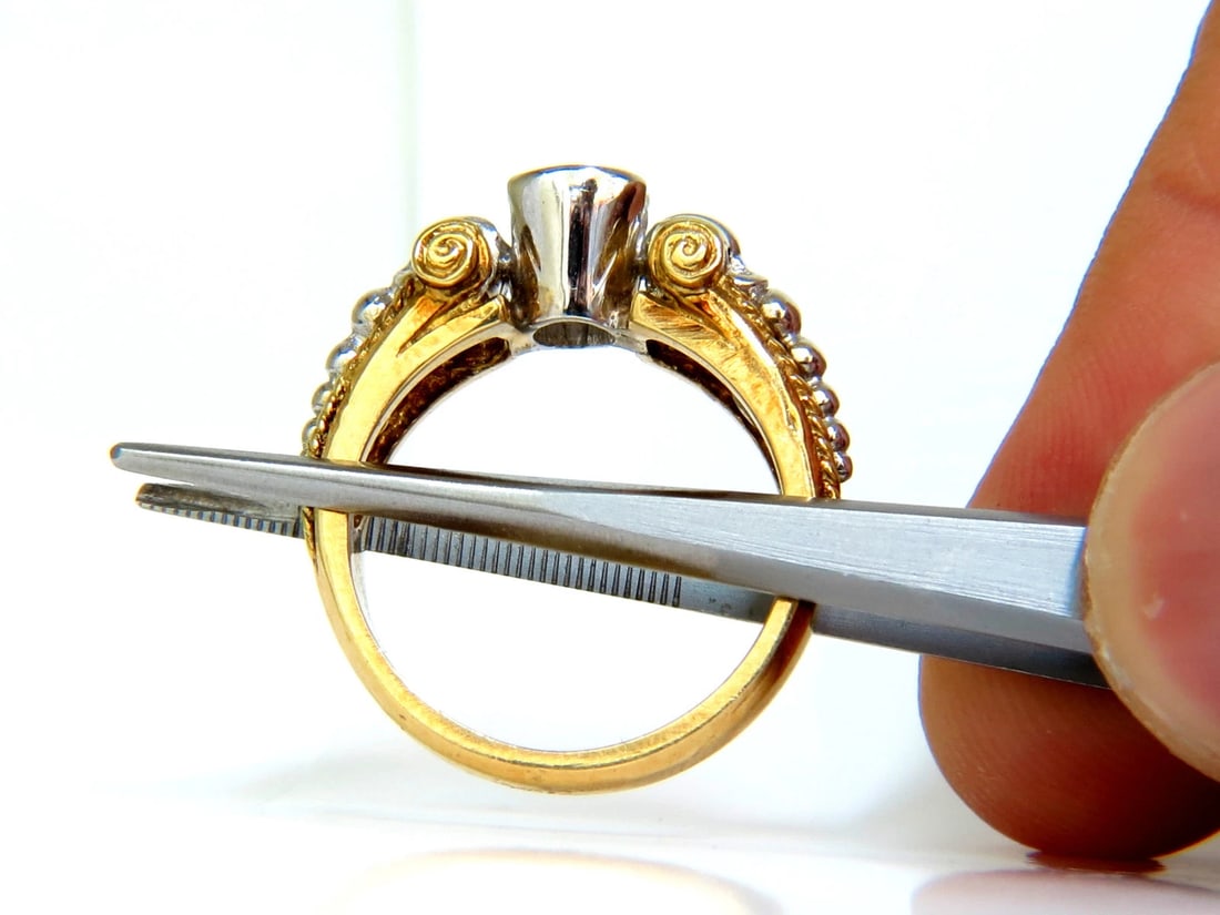 18KT .73CT ROUND BRILLIANT NATURAL DIAMOND RING GILT DECO H/VS** - 4