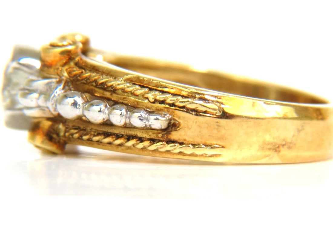 18KT .73CT ROUND BRILLIANT NATURAL DIAMOND RING GILT DECO H/VS** - 7