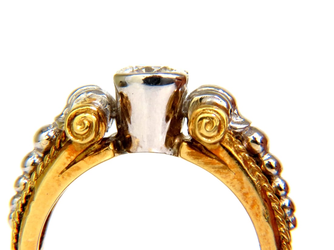 18KT .73CT ROUND BRILLIANT NATURAL DIAMOND RING GILT DECO H/VS** - 8