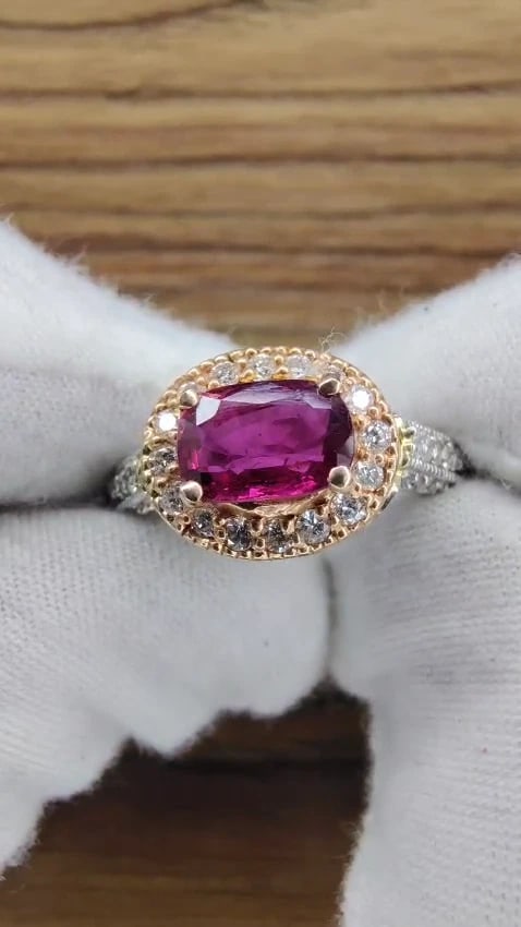 2.78CT NATURAL FINE PURPLE RED RUBY DIAMOND RING 14KT G/VS *v - 2