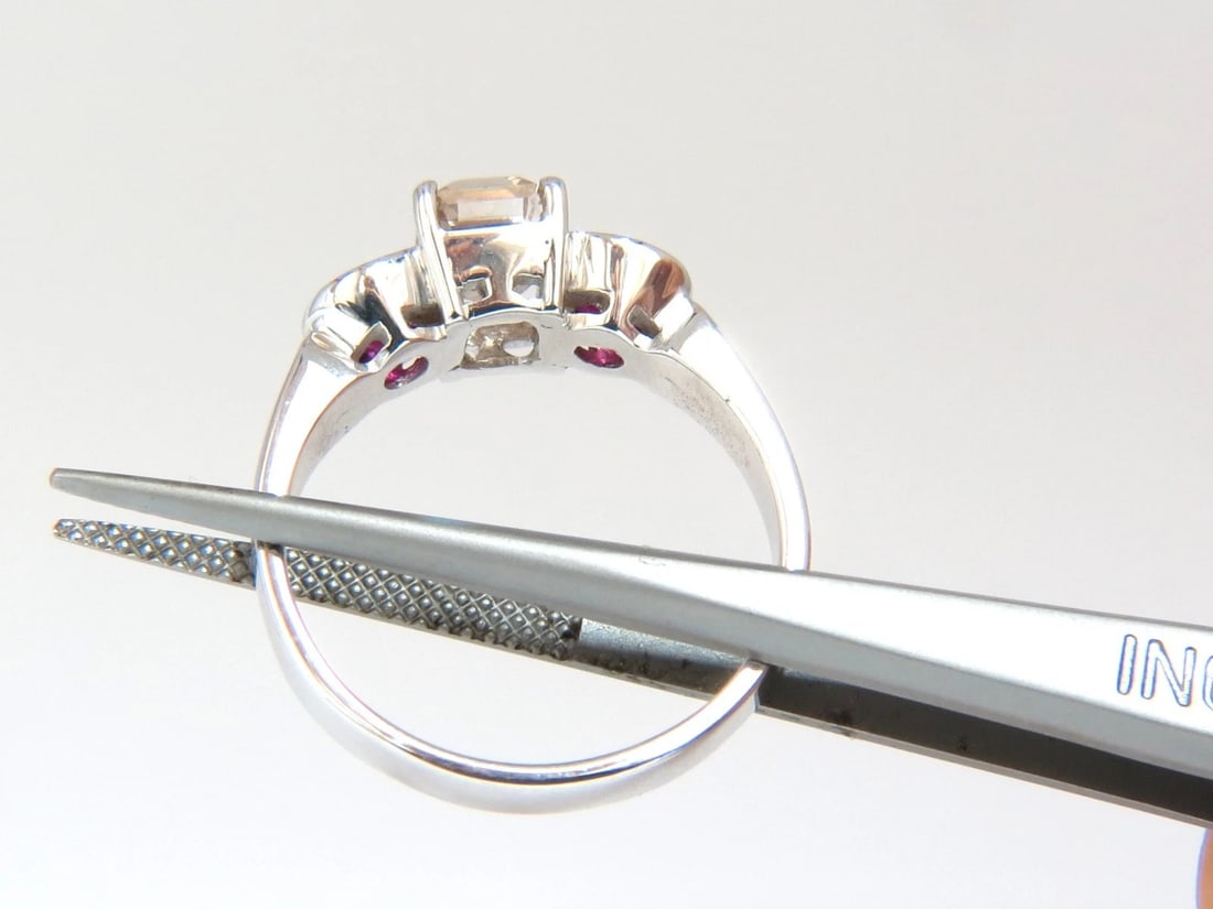 2.46CT Natural fancy color light brown diamond ruby ring 18kt. Three Stone *v - 8