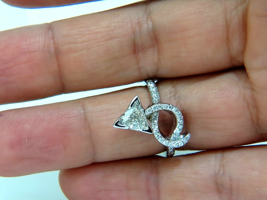 1.56CT TRILLIANT NATURAL DIAMOND CROSSOVER RING MODERN ERA 14KT GOLD *v - 10