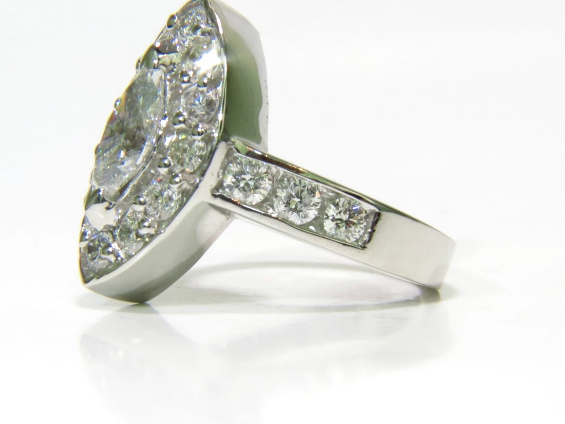 2.62ct NATURAL DIAMONDS CLUSTER RING MARQUISE & ROUNDS 14KT HALO DECO*v - 10