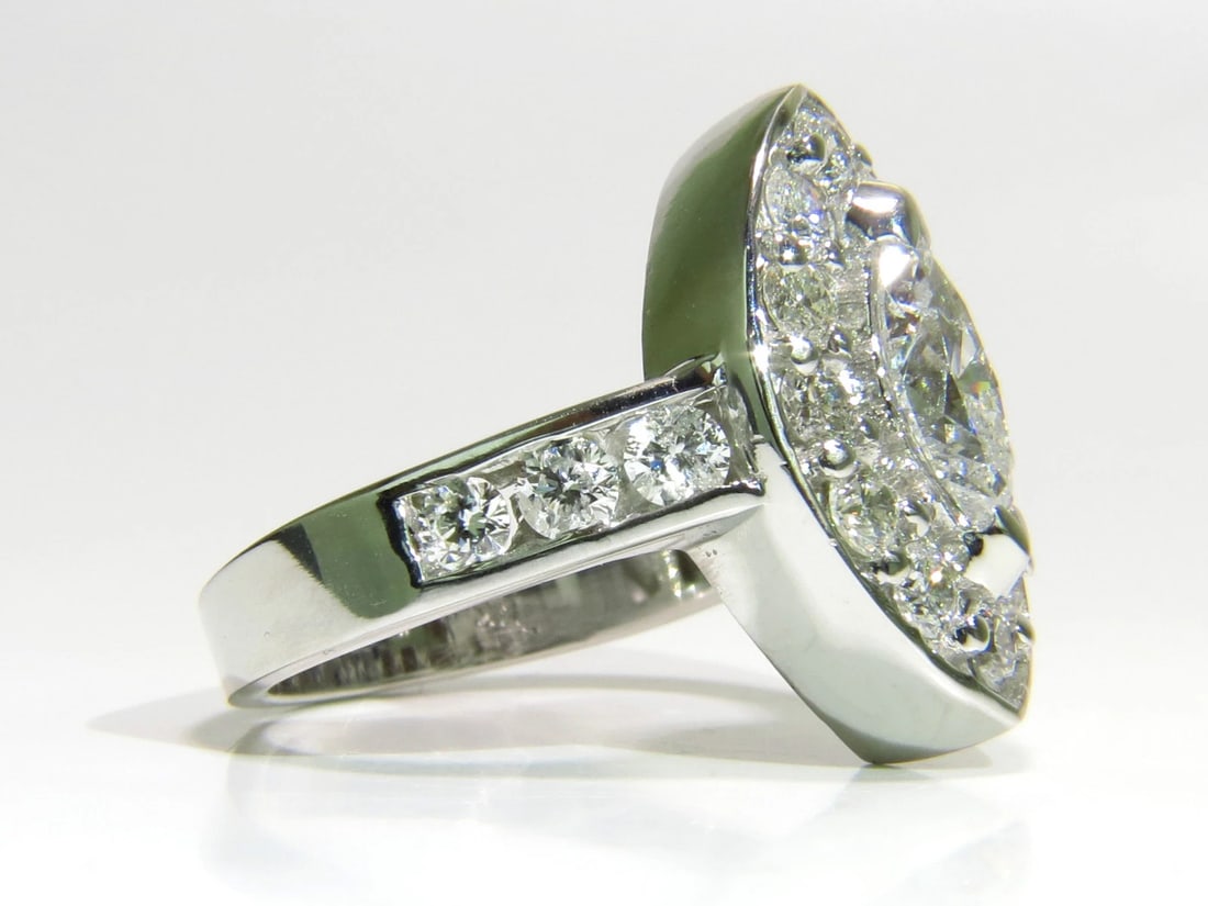 2.62ct NATURAL DIAMONDS CLUSTER RING MARQUISE & ROUNDS 14KT HALO DECO*v - 12