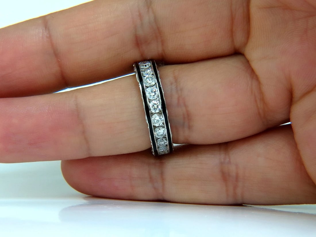 2.26CT NATURAL DIAMONDS ETERNITY BAND 14KT & BLACK ENAMEL 14KT** - 5