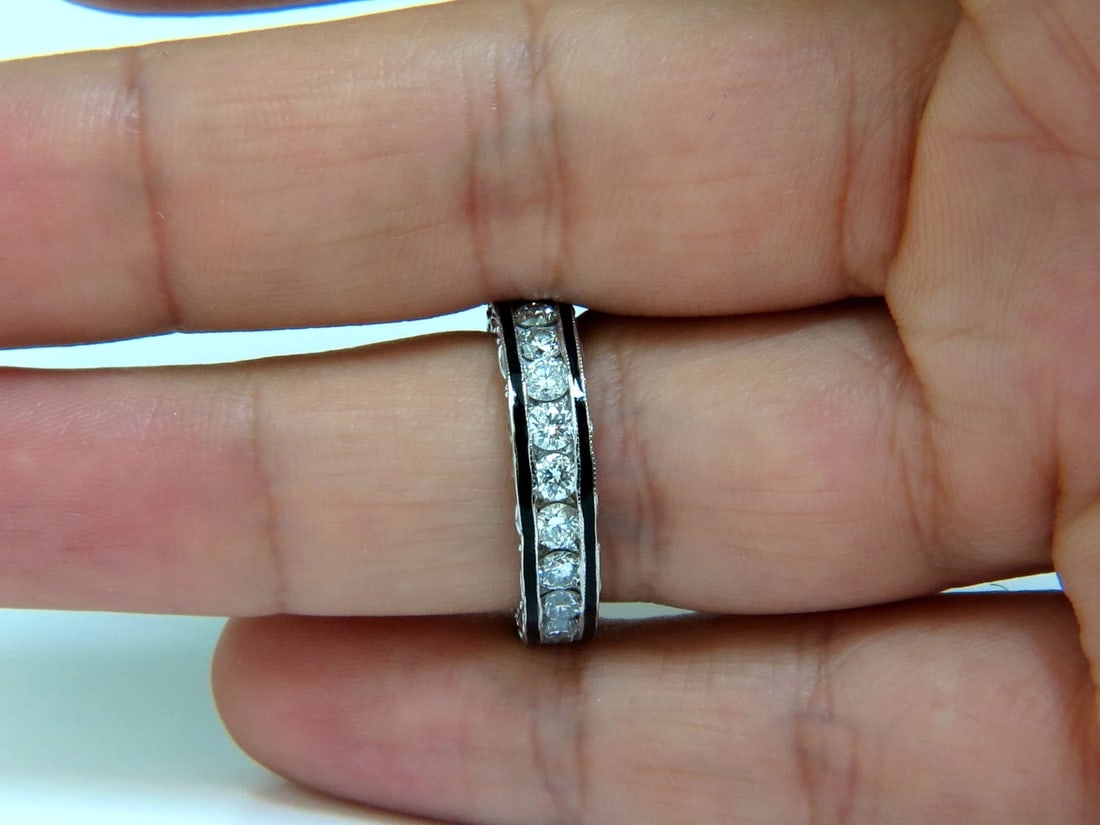 2.26CT NATURAL DIAMONDS ETERNITY BAND 14KT & BLACK ENAMEL 14KT** - 6