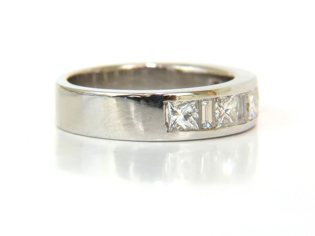 1.50CT PLATINUM PRINCESS & BAGUETTE NATURAL DIAMOND RING *v - 4