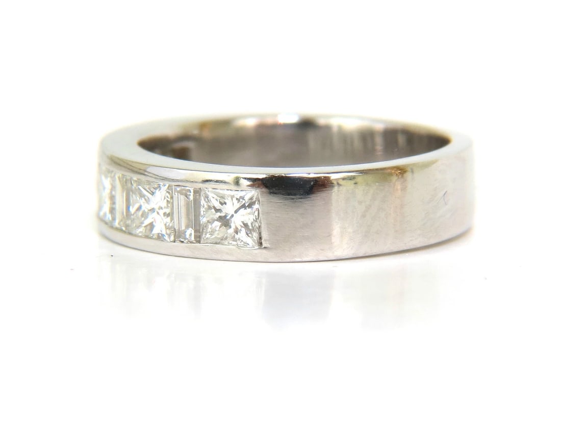 1.50CT PLATINUM PRINCESS & BAGUETTE NATURAL DIAMOND RING *v - 5