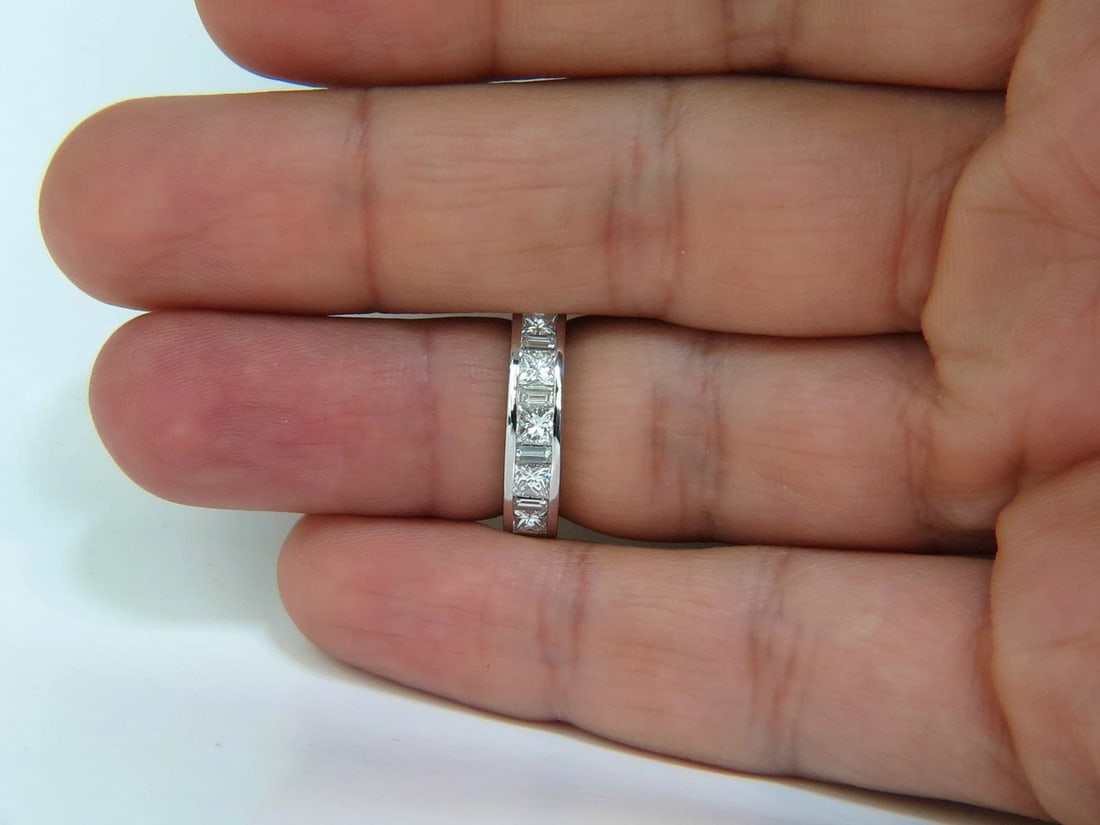 1.50CT PLATINUM PRINCESS & BAGUETTE NATURAL DIAMOND RING *v - 9