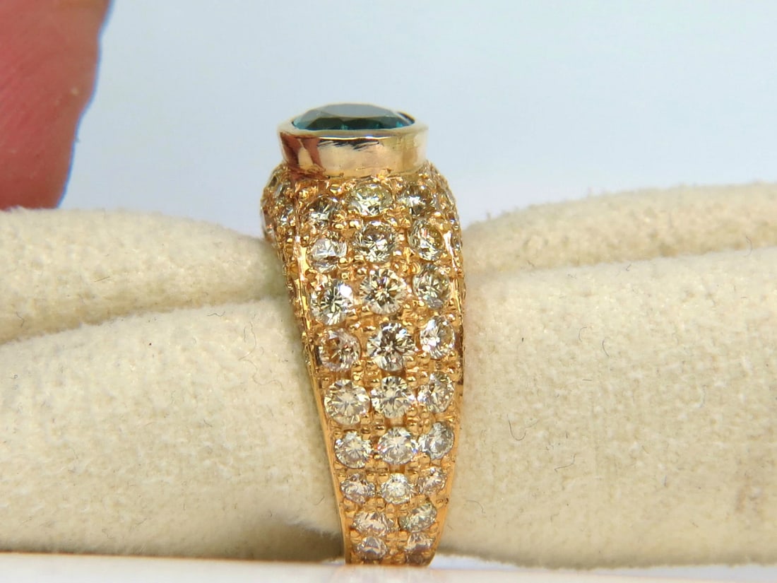 6.30CT ETERNITY NATURAL EMERALD FANCY YELLOW COLOR DIAMONDS RING 14kt *v - 8