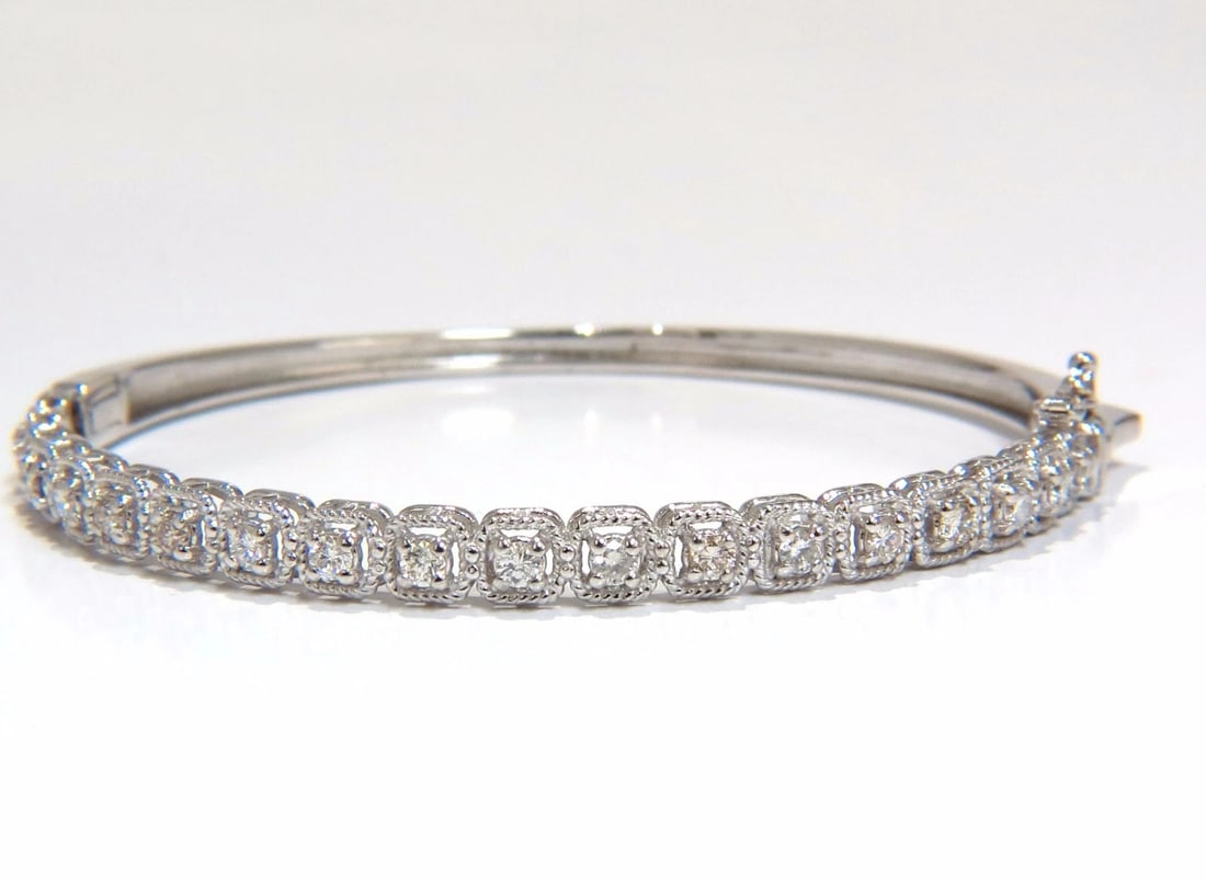 .90CT SQUARED ROPE TWIST ENCASE NATURAL DIAMONDS BANGLE BRACELET 14KT** (1 of 5)