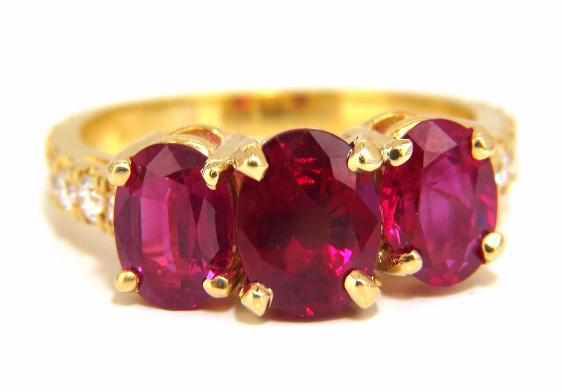 GIA Certified 4.94ct natural vivid red Burma ruby diamonds ring 18kt*v (1 of 9)