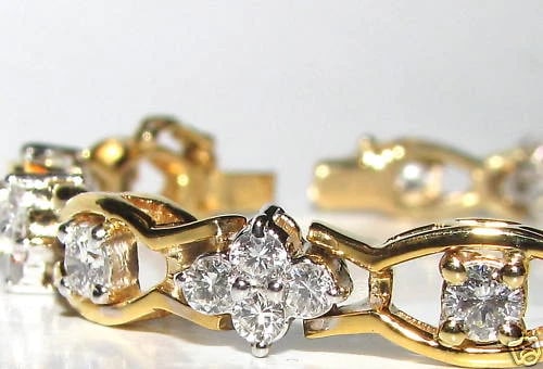 3.65Ct CLUSTERS DIAMOND BRACELET G VS 14KT EXCELLENT CUTS & LINKS** - 2
