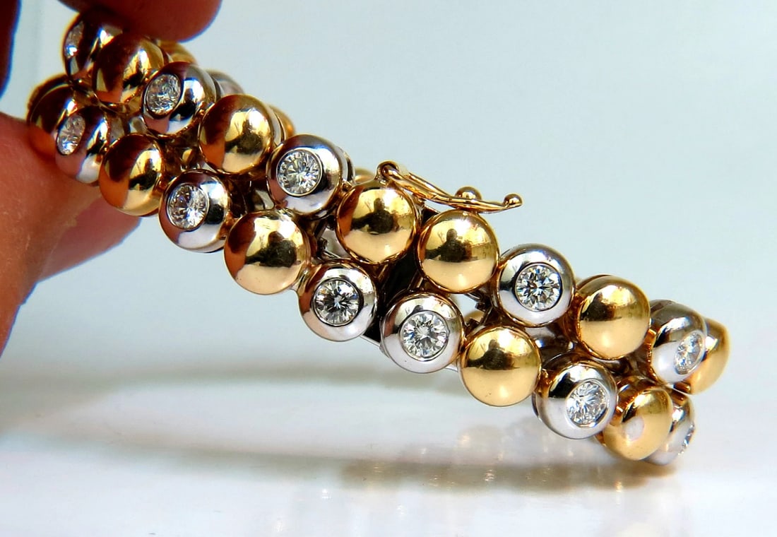 5.00CT 18KT NATURAL DIAMONDS ROUNDS TWO TONED DOMED LINK BRACELET G/VS** - 6