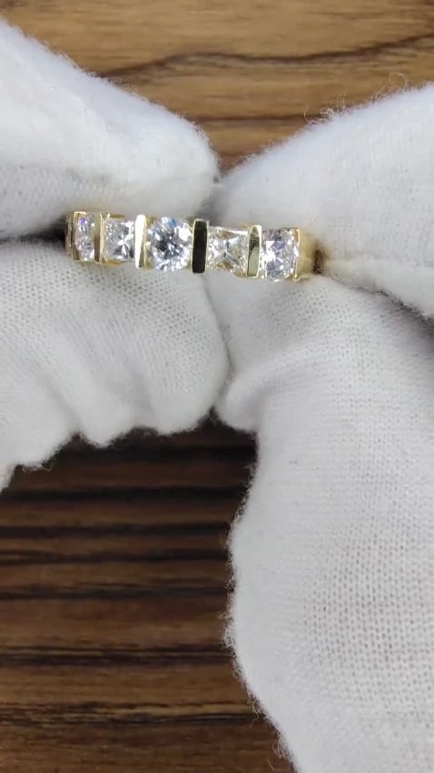 1.40ct BATURAL DIAMONDS PRINCESS ROUND NATURAL RING CHANNEL BAND 14KT G.VS *v - 2