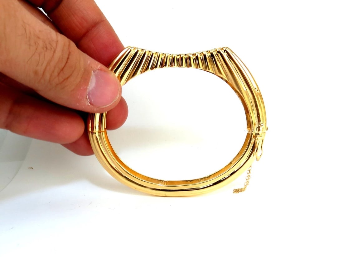 2.30CT INVERTED ARCH GRILLED WAVE RETRO 14KT DIAMONDS BANGLE BRACELET** - 10