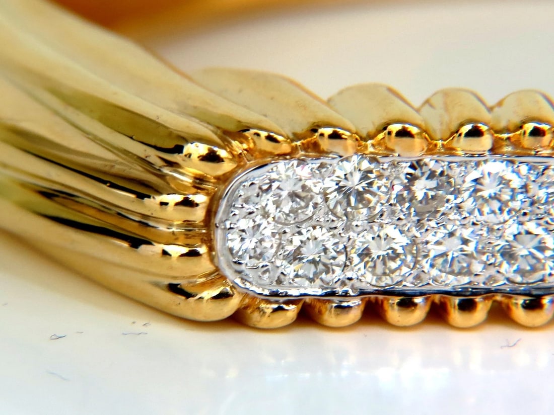 2.30CT INVERTED ARCH GRILLED WAVE RETRO 14KT DIAMONDS BANGLE BRACELET** - 9