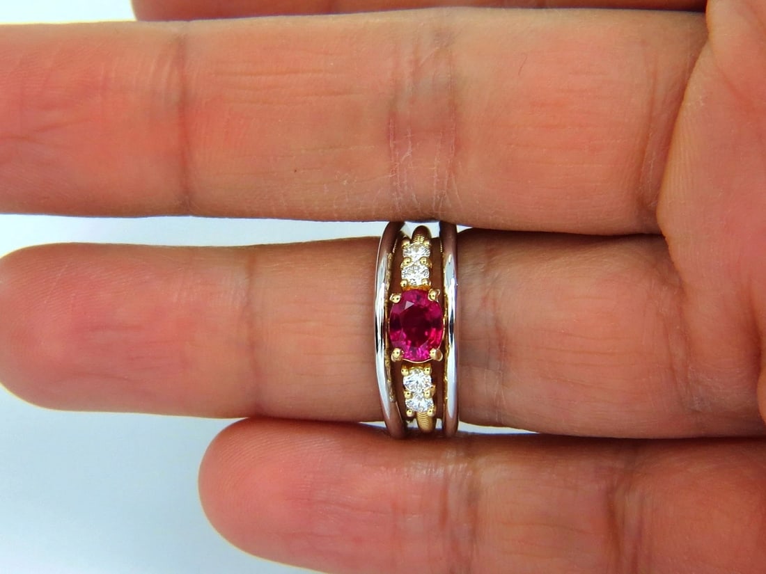 GIA Certified 1.30ct natural vivid red Burma ruby diamonds ring 18kt coil wrap*v - 7