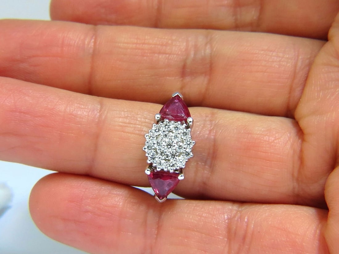 2.00ct NATURAL PINK SAPPHIRE DIAMONDS RING 14KT CIRCULAR CLUSTER TOP** - 5
