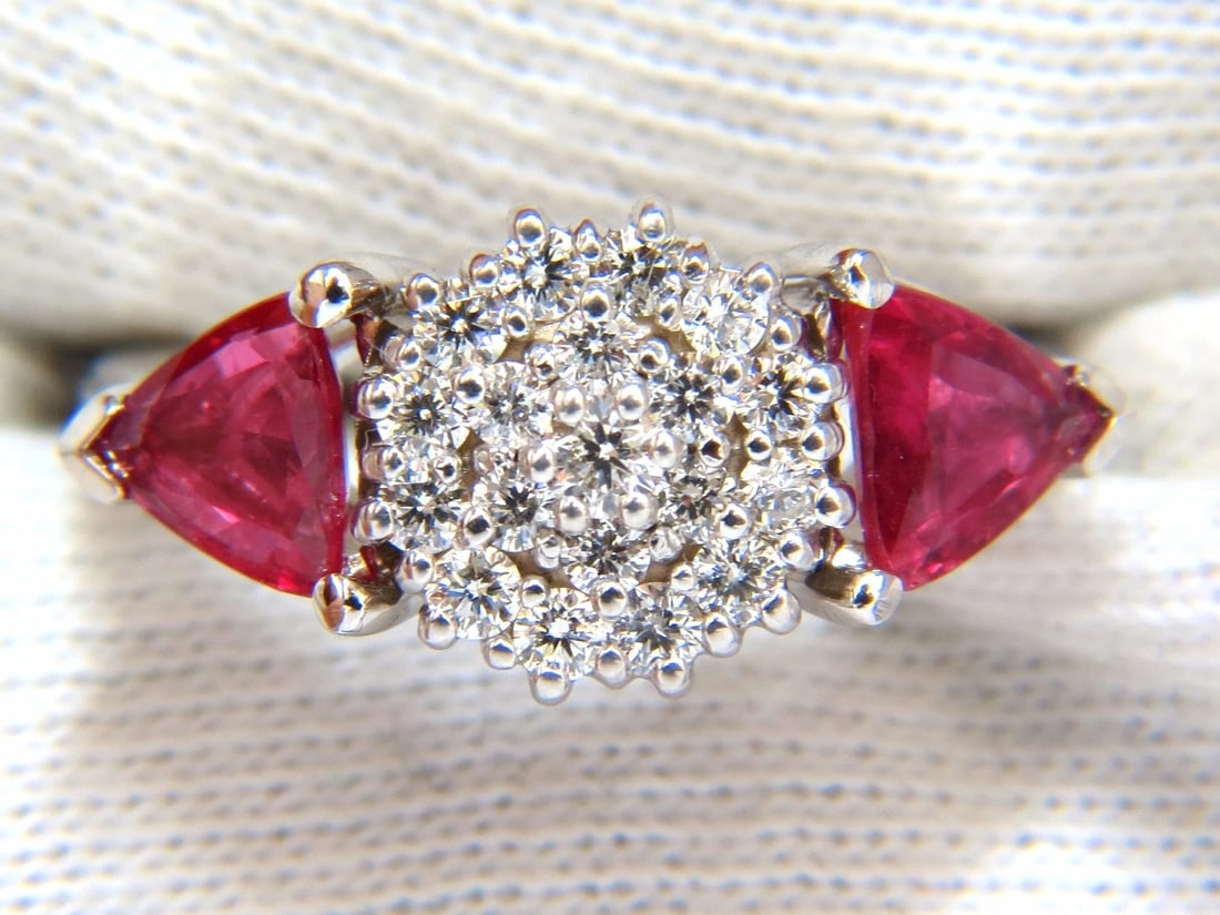 2.00ct NATURAL PINK SAPPHIRE DIAMONDS RING 14KT CIRCULAR CLUSTER TOP** - 6