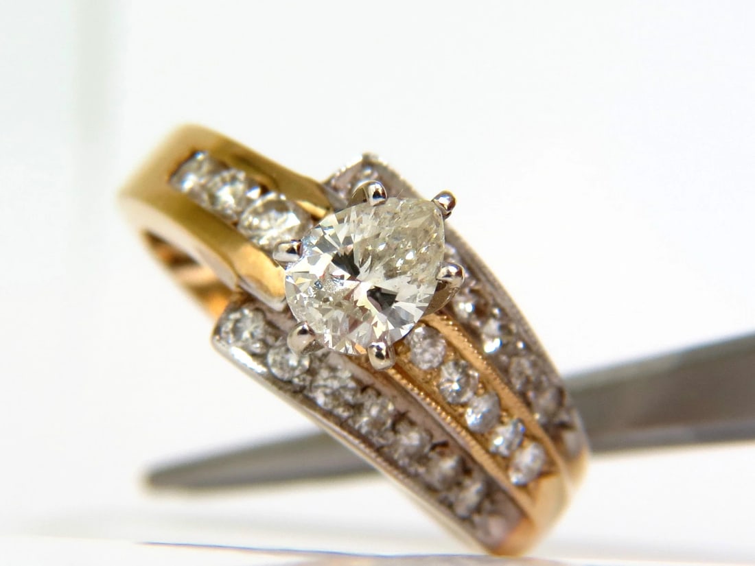 1.00CT BRILLIANT PEAR SHAPE NATURAL DIAMOND RING 14KT CROSSOVER *v - 8