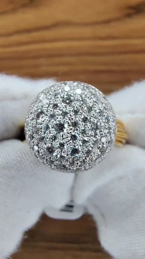 18KT 1.36CT MULTI BANDS BEAD SET MODERN DECO NATURAL DIAMONDS RING*v - 2