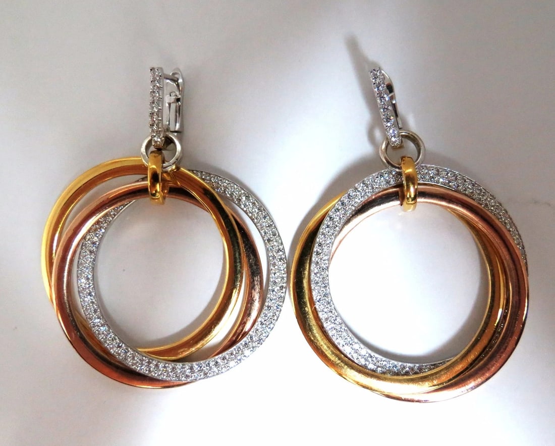 3.80ct natural diamonds rolling loop rings dangle earrings 14kt multi** (1 of 5)