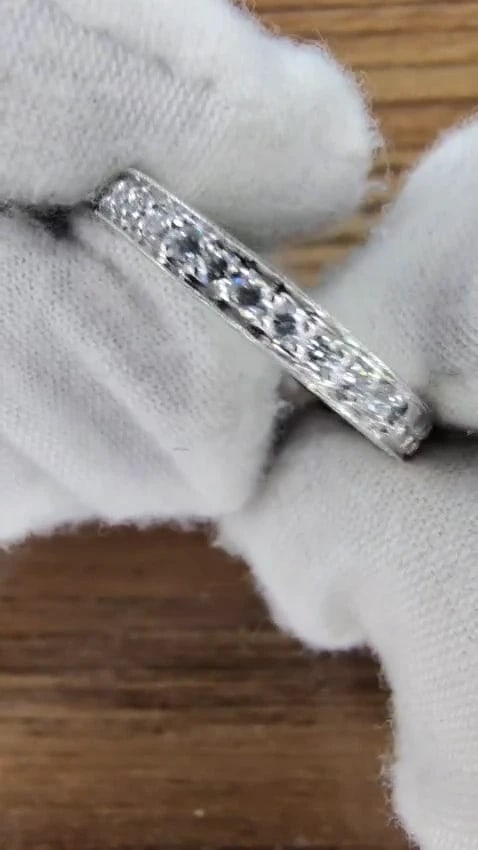 .36ct diamond platinum band Edwardian deco *v - 2