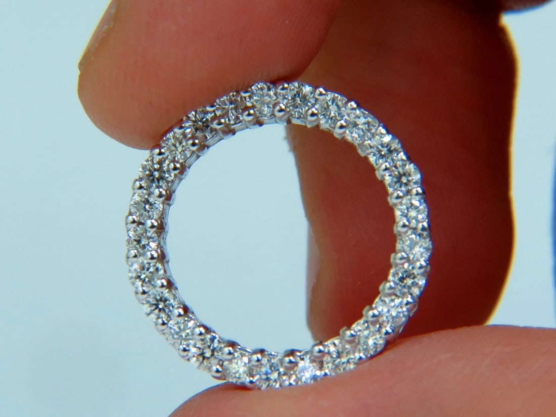 1.00CT DIAMONDS CIRCLE PENDANT FULL CUT G/VS 14KT+** - 8