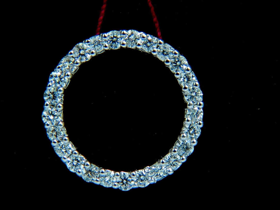 1.00CT DIAMONDS CIRCLE PENDANT FULL CUT G/VS 14KT+** - 9