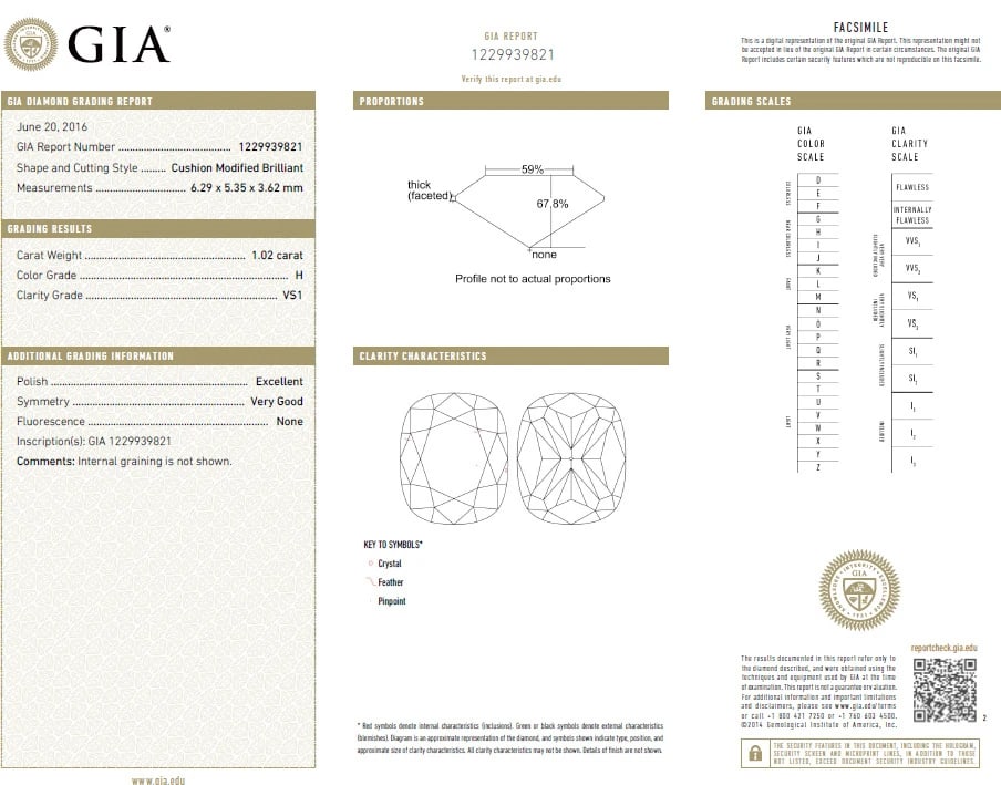 GIA certified 1.02ct. Cushion cut natural diamond ring 18kt H/VS** - 9