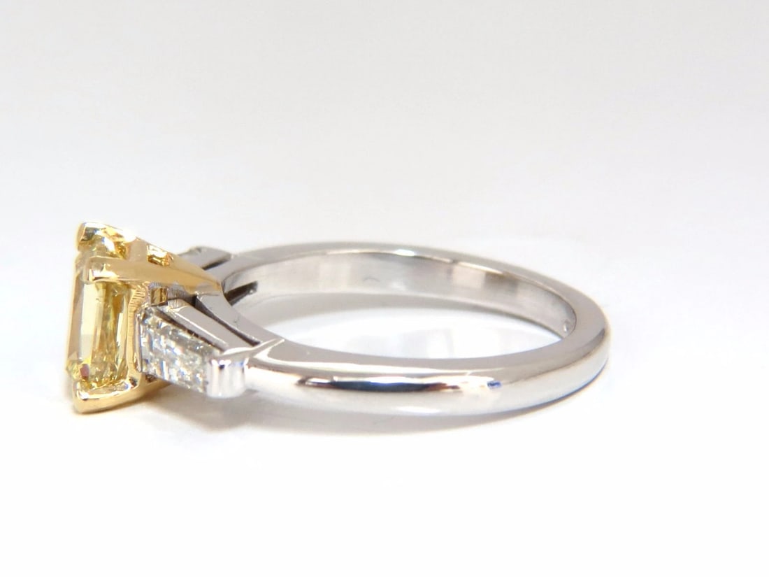 GIA Certified natural 1.37ct. Fancy Yellow Radiant cut diamond ring 14kt *v - 4