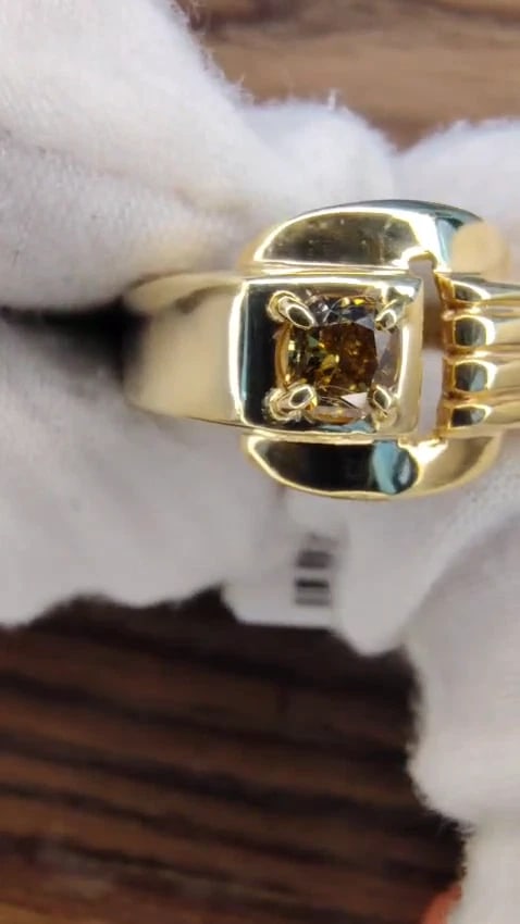 GIA Certified Natural Fancy color Diamond ring 14kt. Buckle Deco *v - 2