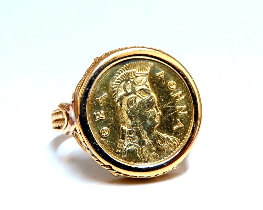 Turkey coin 18kt Gold ring intricate *v: Title: Turkey coin 18kt Gold ring intricate *v Description: Turkey coin ring 18kt yellow gold 7.7 grams Deck: 17 x 17mm Depth: 5mm ....*. Reserve: $1,674.00 Shipping: Domestic: Free shipping to