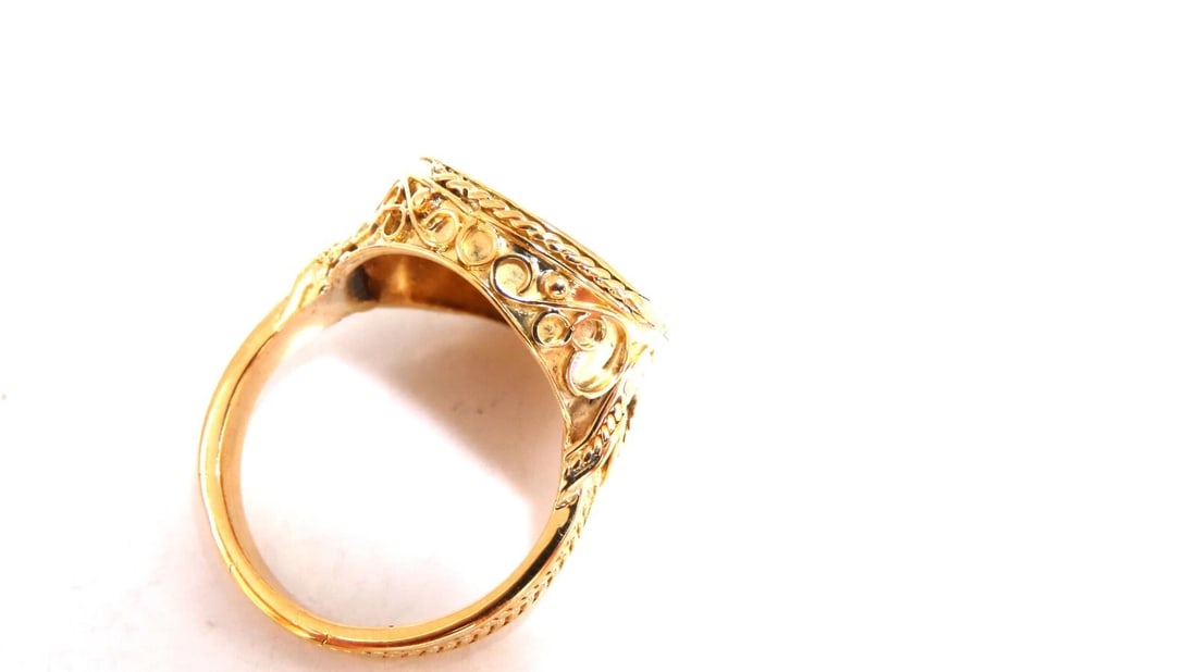 Turkey coin 18kt Gold ring intricate *v - 5