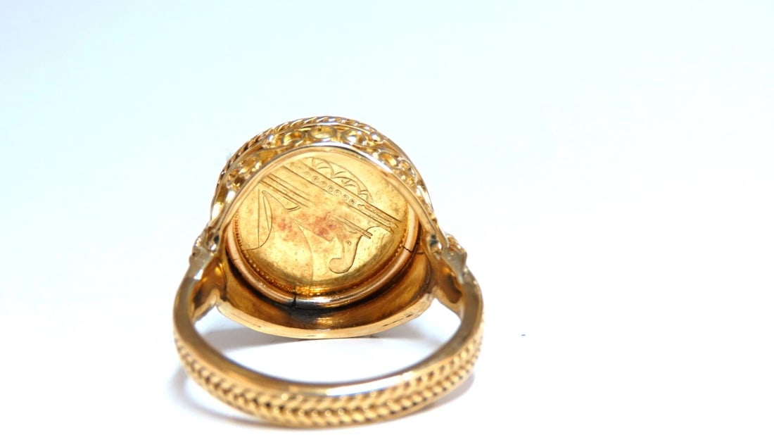 Turkey coin 18kt Gold ring intricate *v - 7