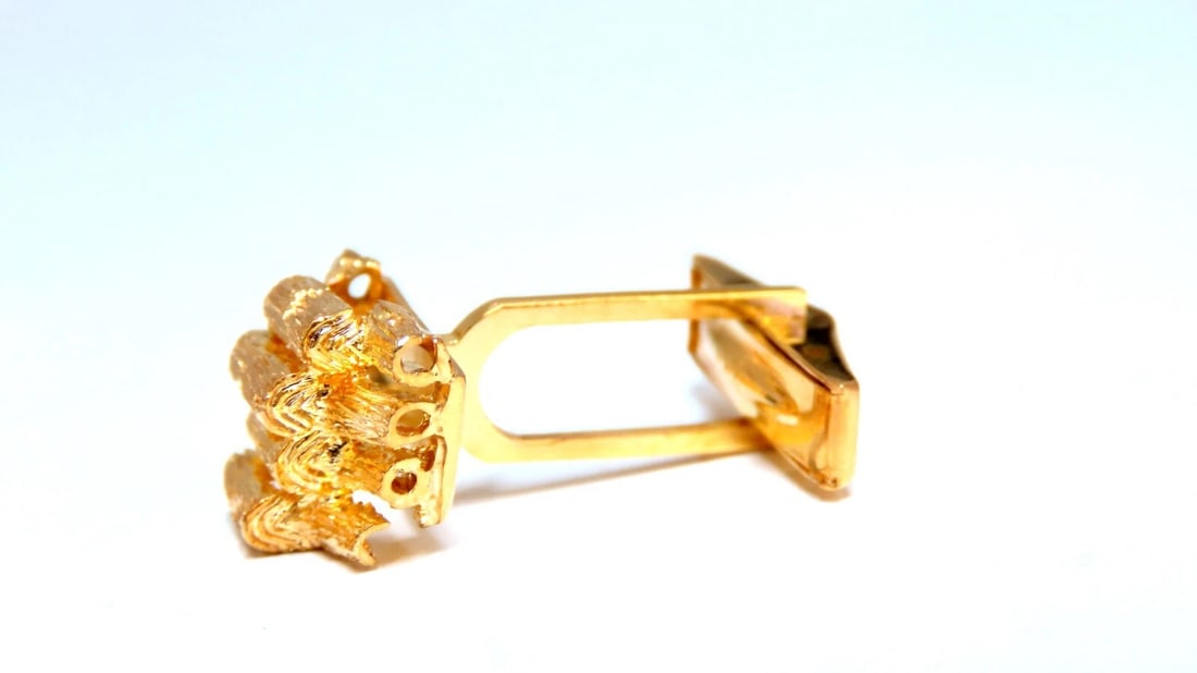 14kt 3D textured Gold cufflinks tubular bar rustic** - 2
