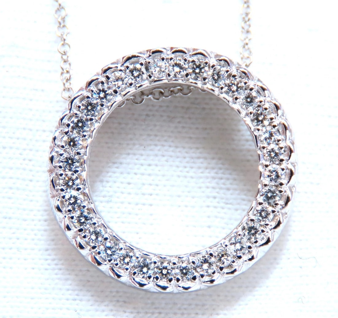 .35ct Natural Round Diamonds Circle Pendant Necklace 14kt **: Title: .35ct Natural Round Diamonds Circle Pendant Necklace 14kt ** Description: MAGNIFICENT JEWELS Circle Necklace Natural Diamonds: .35ct. Vs-2 clarity, G-color 14kt. White gold & Necklace of 18