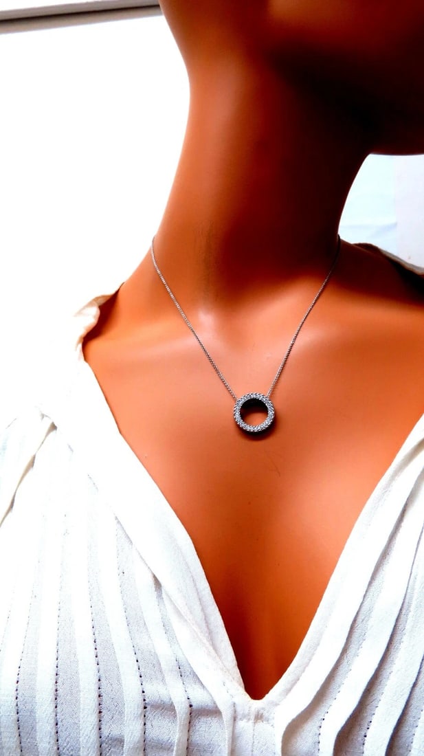 .35ct Natural Round Diamonds Circle Pendant Necklace 14kt ** - 5