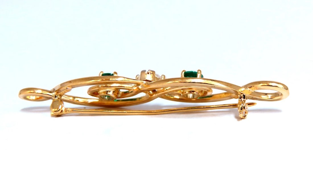 Natural Trilliant Diamond Emerald Infinity Pin 14kt** - 2