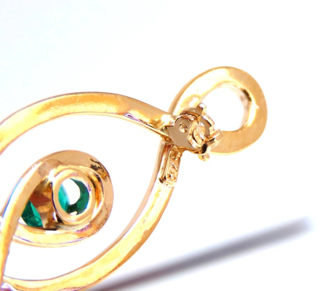 Natural Trilliant Diamond Emerald Infinity Pin 14kt** - 4