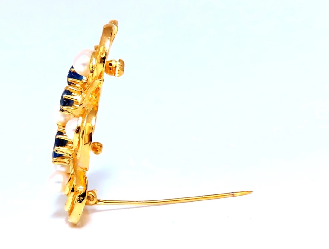 Cosmopolitan 14kt Gold Sapphire Pearl Pin 14kt** - 2