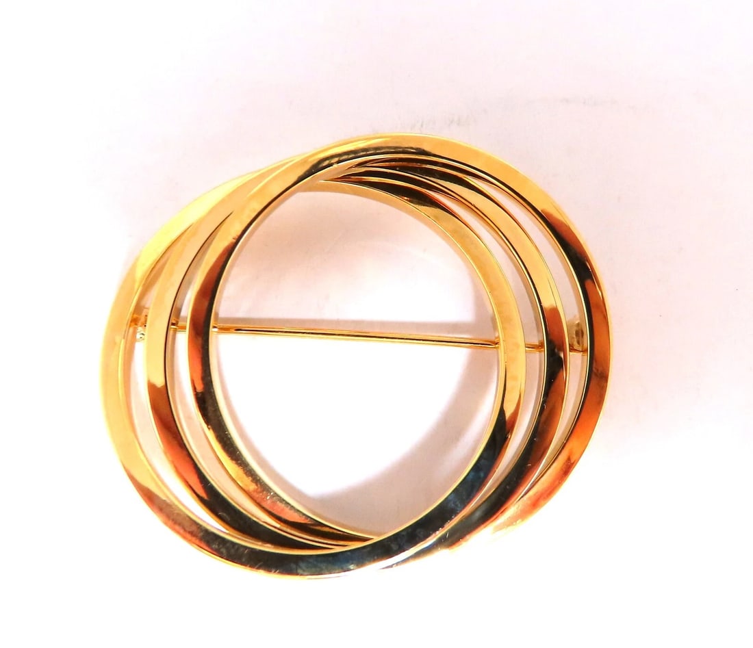 Triple Circle Pin 18Kt **: Title: Triple Circle Pin 18Kt ** Description: MAGNIFICENT JEWELS Circles Pin. 40 x 33mm diameter 18kt. yellow gold 5.8 grams All Items come with a Free White ribbon gift box. , MORE COMING DAILY