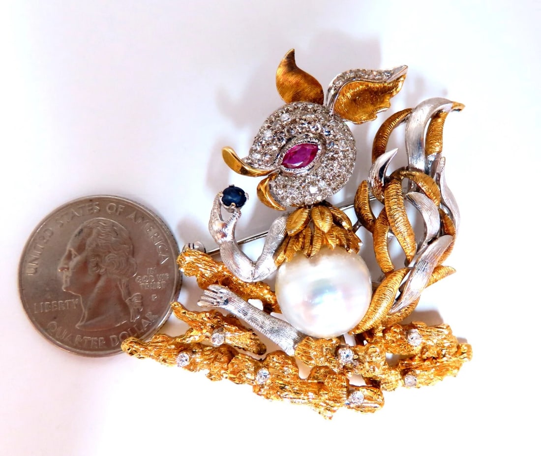 Vintage Rare Bandit Jackrabbit Pearl Pin 18kt Rabbit Bunny** - 5