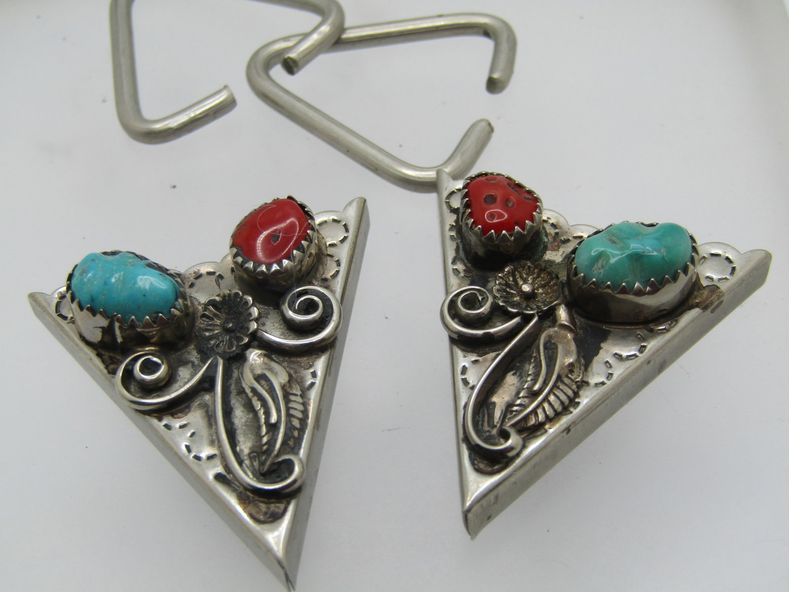 Vintage Southwestern Turquoise & Coral Color Tips/Points, 1970's - 3